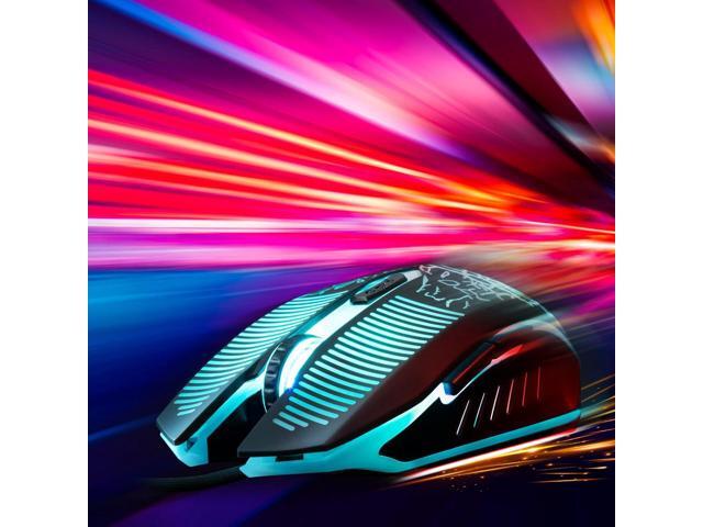 Keyboard and Mouse Gaming LED Wired Combo with Emitting Character Keyboard 4800DPI 2 Side Button USB Mouse Rainbow Backlit Mechanical Feeling...