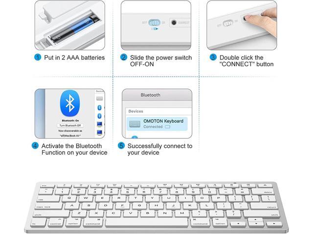OMOTON Bluetooth Keyboard for Mac, Compact Wireless Keyboard Compatible with MacBook Pro/Air, iMac, iMac Pro, Mac Mini, Mac Pro Laptop and PC (Silver)
