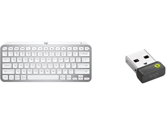 Logitech MX Keys Mini Minimalist Wireless Illuminated Keyboard - Pale Gray & Bolt USB Receiver