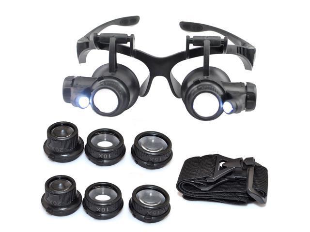 iKKEGOL 10X 15X 20X 25X LED Double Eye Jeweler Watch Repair Magnifying Glasses Loupe Magnifier 9892G