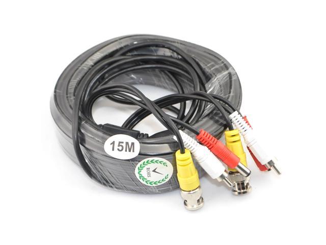 iKKEGOL 49ft 15M Video Audio 12V Power DVR Security CCTV Camera RCA BNC Cable Cord Lead