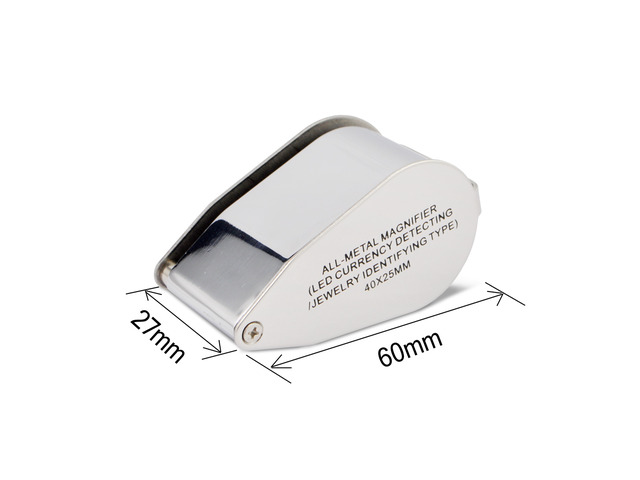 iKKEGOL 40X 25mm All Metal Magnifier Jeweler LED UV Lens Jewelery Loupe Magnifier (LED Currency Detecting/Jewelry Identifying Type)