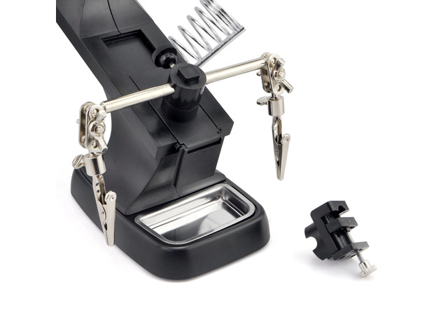 iKKEGOL 10 LED Lighting 3X Main Lens 4.5X Accessorial Lens Auxiliary Alligator Clip Magnifier Third Hand Soldering Solder Iron Stand(Black)