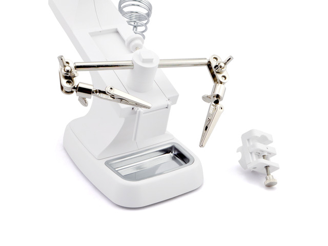 iKKEGOL 10 LED Lighting 3X Main Lens 4.5X Accessorial Lens White Auxiliary Alligator Clip Magnifier Third Hand Soldering Solder Iron Stand (White)