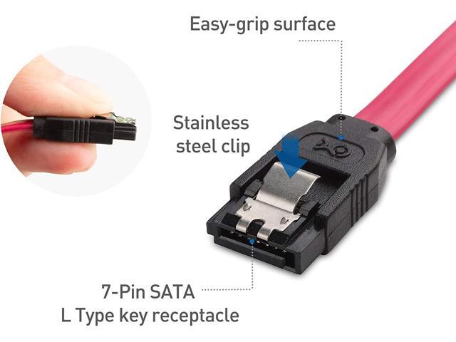 Cable Matters 3-Pack 90 Degree Right Angle SATA Cable 18 Inches (6.0 Gbps SATA III Cable, SATA Cable for SSD, SATA SSD Cable, SATA 3 Cables) Red