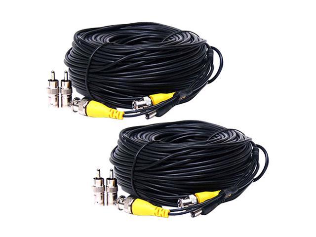 VideoSecu CCTV Surveillance 2 x 50ft Video Power Extension Cable Wire Cord for Security Camera with Free BNC RCA Adapter 1Q6