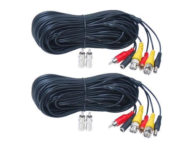 VideoSecu 2x 50ft Audio Video Wire Cord Power Extension Cable with Free BNC/RCA Adapters for CCTV Surveillance Security Camera with Free BNC RCA...