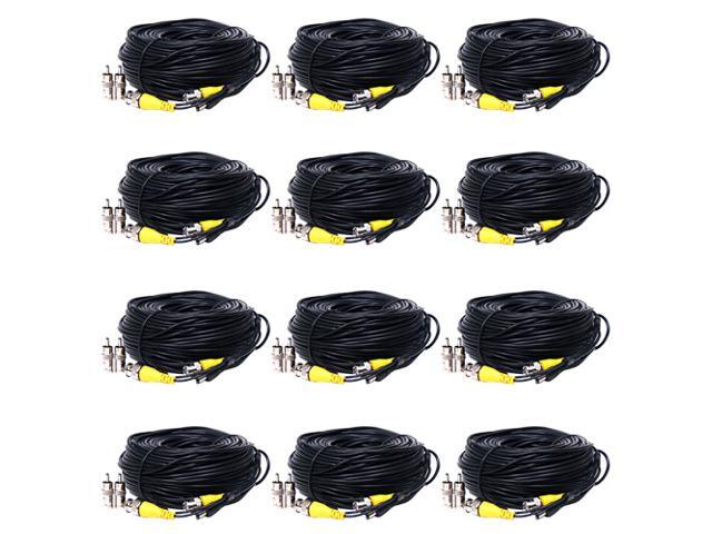 VideoSecu 12 Pack 50 Feet Video Power CCTV Security Camera Cables Wire Cord with Free BNC RCA Connectors MCH