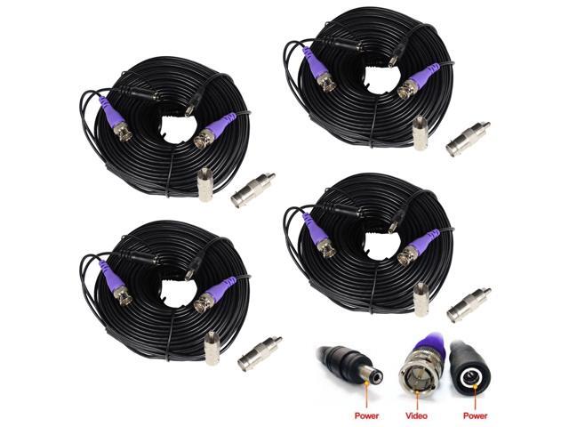 VideoSecu 4 Pack 150 Feet Video Power Extension Cable Pre-made All-in-One Wire Cord for CCTV DVR Surveillance System HD Security Camera AHD, CVI,...