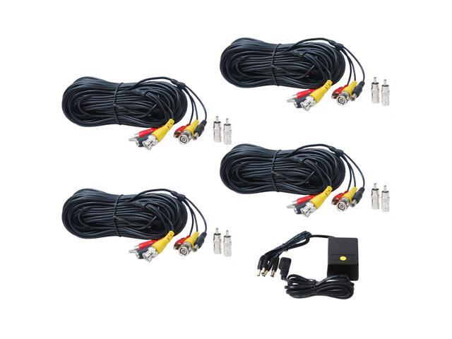 VideoSecu 4 x 50ft Security Camera Audio Video Power Cable BNC RCA Connector Wire Cord for CCTV Surveillance Camera with 4CH 12V DC Power b4k