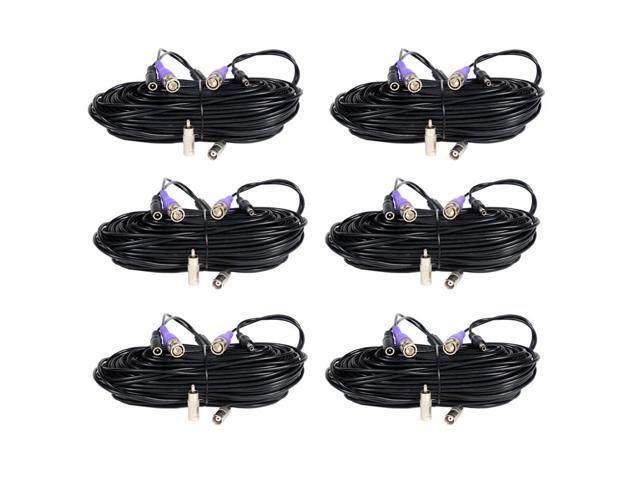 VideoSecu 6 Pack 100ft Video Power Extension Cable Pre-made All-in-One Cord Wire for CCTV DVR Surveillance System HD Security Camera AHD, CVI, TVI...