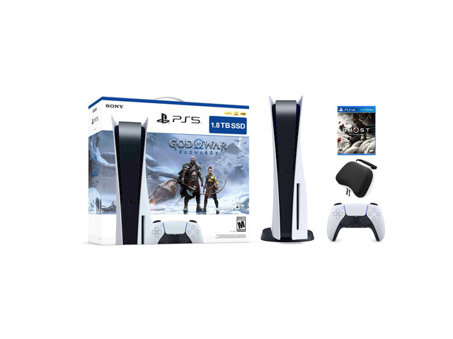 PlayStation 5 Upgraded 1.8TB Disc Edition God of War Ragnarok Bundle with Ghost of Tsushima and Mytrix Controller Case PlayStation 5 Upgraded 1.8TB Disc Edition God of War Ragnarok Bundle with Ghost of Tsushima and Mytrix Controller Case