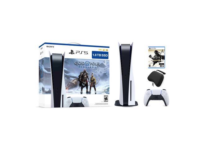PlayStation 5 Upgraded 1.8TB Disc Edition God of War Ragnarok Bundle with Ghost of Tsushima Director's Cut and Mytrix Controller Case
