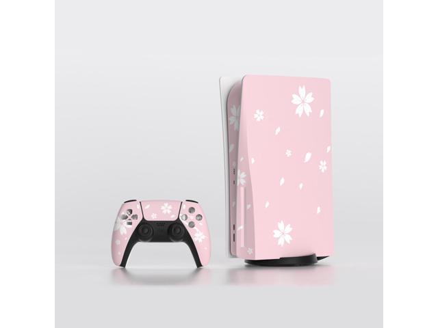 Mytrix Whole Body Protective Skin for PS5 Disc Console, Durable Vinyl Decal Easy Apply Style Wrap Stickers for PS5 - Sakura Cherry Pink