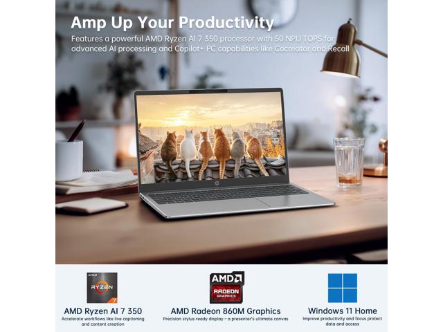 HP Omnibook 5 AI Laptop,16' 2K (1920 x 1200) Laptop PC,Next Gen AI PC AMD Ryzen AI 7 350(NPU 50 TOPS),16GB RAM,1TB SSD Laptops for Business,...
