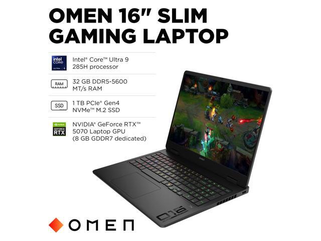 HP OMEN 16 Slim Gaming Laptop, 16' 144Hz 2K Display, Intel Core Ultra 9 285H, NVIDIA GeForce RTX 5070, 32GB DDR5 RAM, 1TB SSD, Wi-Fi 6E, RGB...
