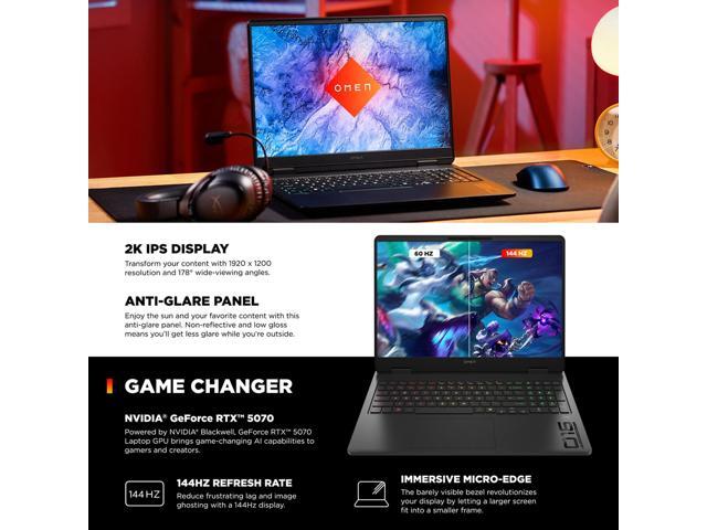 HP OMEN 16 Slim Gaming Laptop, 16' 144Hz 2K Display, Intel Core Ultra 9 285H, NVIDIA GeForce RTX 5070, 64GB DDR5 RAM, 2TB SSD, Wi-Fi 6E, RGB...