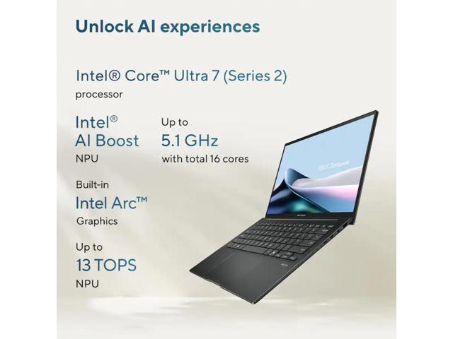 ASUS Zenbook 14 Wuxga OLED Touchscreen Laptop, Intel 16-Core Ultra 7 255H Processor, Intel Arc GPU, 16GB LPDDR5 RAM 2TB SSD, Backlit, Thunderbolt...