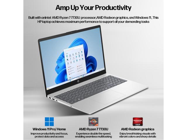 HP 15.6' FHD Touchscreen Laptop, AMD Ryzen 7 7730U, 32GB RAM,2TB SSD, Windows 11 Pro, Wi-Fi 6, Copilot AI Business Laptop PC, Long Battery Life,...