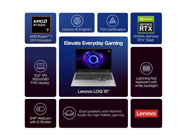 Lenovo LOQ RTX 5060 Gaming Laptop, 15.6' FHD 144Hz NVIDIA G-Sync Display, AMD Ryzen 7 250, NVIDIA GeForce RTX 5060, 32GB DDR5 RAM, 1TB SSD, 5MP...