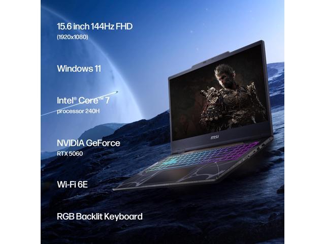 MSI Cyborg 15.6 inch FHD 144Hz Gaming Laptop, Intel Core 7 240H, NVIDIA GeForce RTX 5060, 64GB RAM, 1TB SSD, WiFi 6E, RGB Backlit Keyboard,...