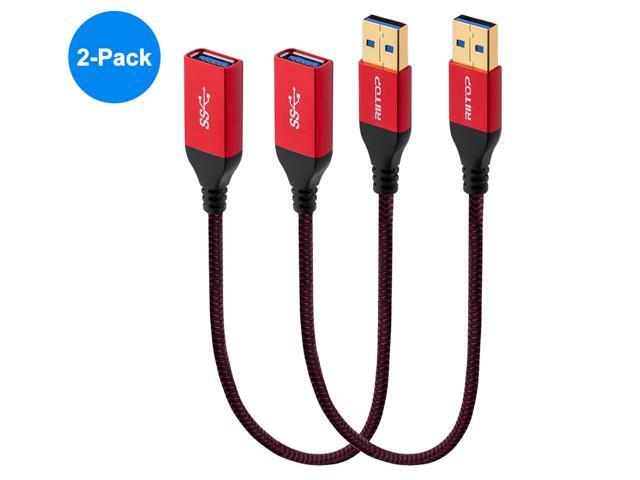 5Gpbs USB Extension Cable 1ft (2Pack), RIITOP USB 3.0 Type A Male to Female Extension Cable Cord 1ft 0.3M, Compatible with USB Keyboard,Mouse,Flash...