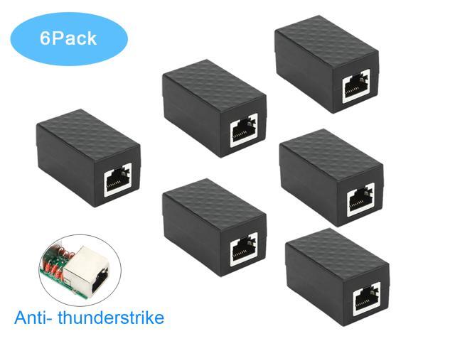 RJ45 Coupler 6Pack RIITOP In Line Coupler Cat7 Cat6 Cat5e Ethernet Cable Extender Adapter Female to Female (Black)