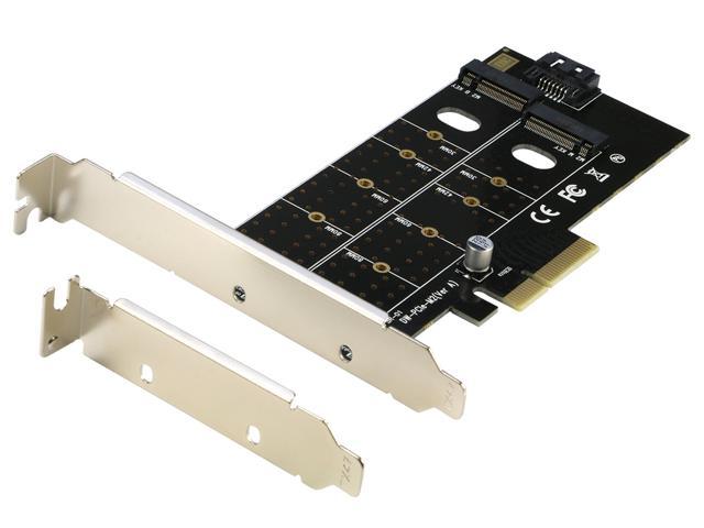 Dual M.2 to PCIe Adapter, RIITOP M.2 NVMe SSD to PCIe Adapter & NGFF (B+M Key) SSD to SATA Controller Expansion Card for 1x NVMe SSD and 1x NGFF.