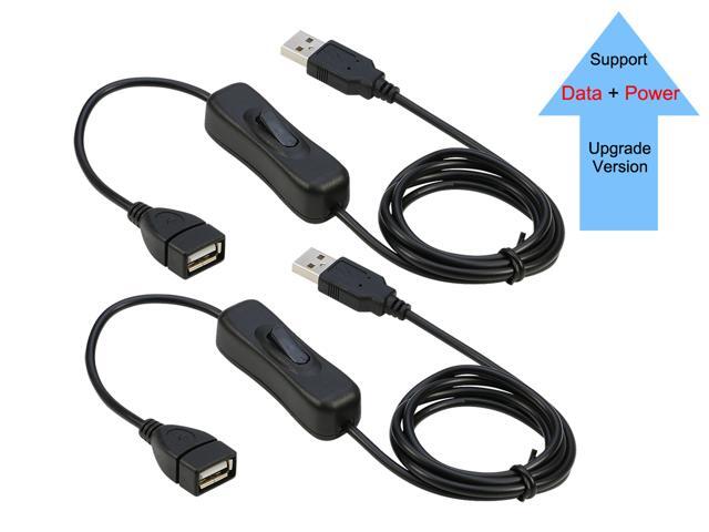 RIITOP USB Switch On Off Data and Power Extension Cable Adapter 3ft For iOS System, Raspberry Pi (2Pack)