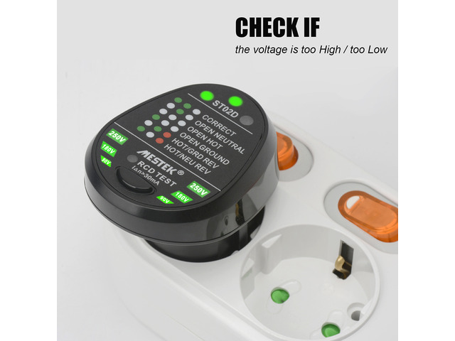 MESTEK ST02D Socket Testers Voltage Test Socket Detector Ground Zero Line Plug Polarity Phase Check Like