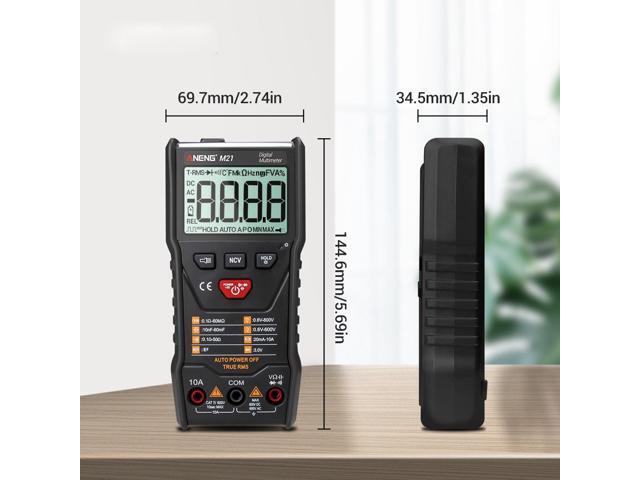 ANENG M21 Digital Auto Multimeter Meter with Backlight 6000 Counts Voltage Current Resistance Measurement Test Ammeter Voltmeter LCD Display - Black