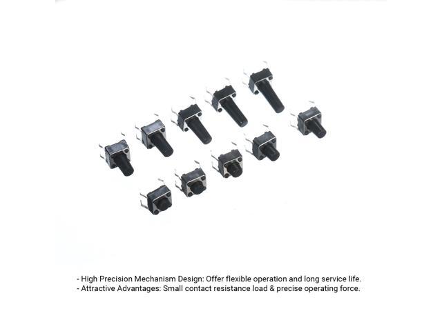 200Pcs 10 Value Tactile Push Button Switch Micro Momentary Tact Assortment Kit