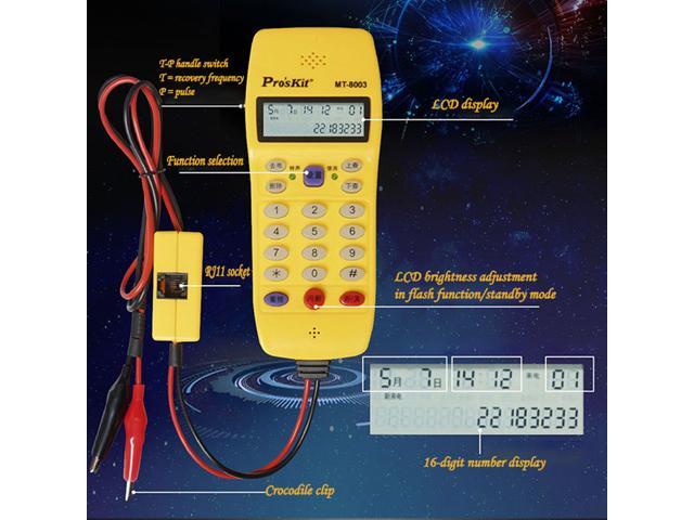 Pro'skit MT-8003 Automatic Detection Phone Line Tester 16-Bit LCD Caller Type Check Line Telephone Circuit Finder Repair Tools