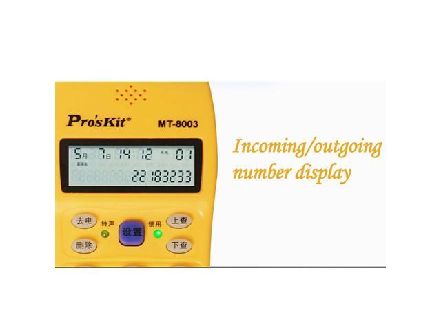 Pro'skit MT-8003 Automatic Detection Phone Line Tester 16-Bit LCD Caller Type Check Line Telephone Circuit Finder Repair Tools