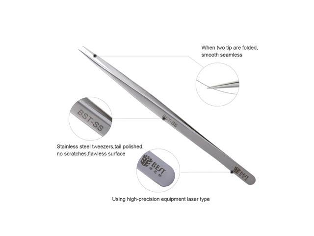 1Pc Ultra Precision Anti-Acid Stainless Steel Straight Tweezers Forceps for Mobile Phone Tablet PC Repair Tools