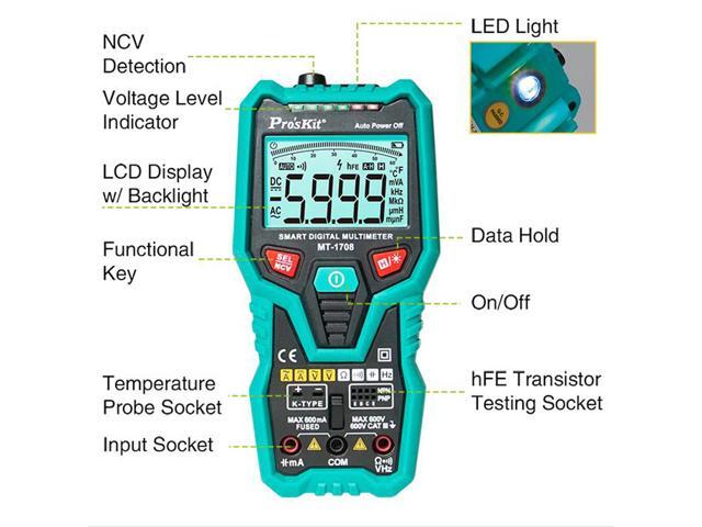 Pro'skit MT-1708-C Anti-Burn Intelligent Multimeter Multifunctional Automatic Range Digital Analog Dual Display Multimeter