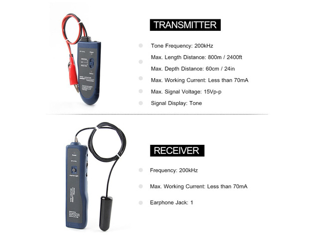 Underground Wire Locator NF-816L Underground Cable Detection Instrument Concealed Wiring Line Finder Rechargeable Wire Finder 24