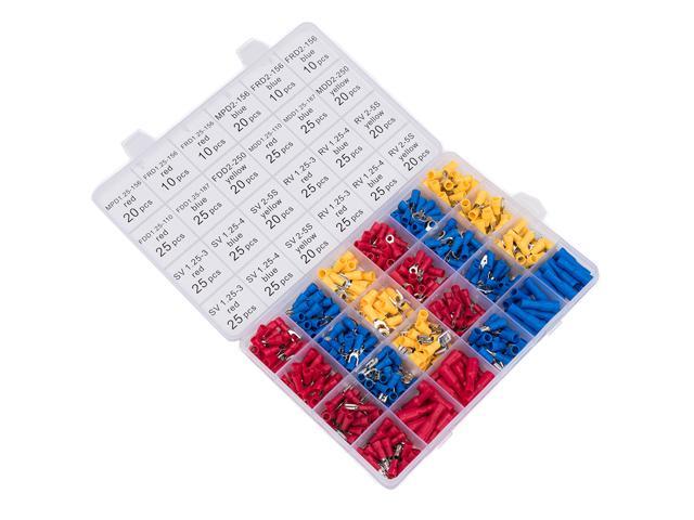 Wire Terminals Crimping Tool Insulated Ratcheting Crimper Kit of AWG22-14 with 500PCS Male and Female Spade Connectors