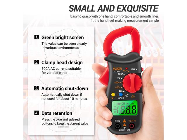 ANENG MT88A Clamp Meter Multimeter Meter 1999 Counts Auto Range Handheld Current Ammeter Frequency Capacitance Tester NCV Test