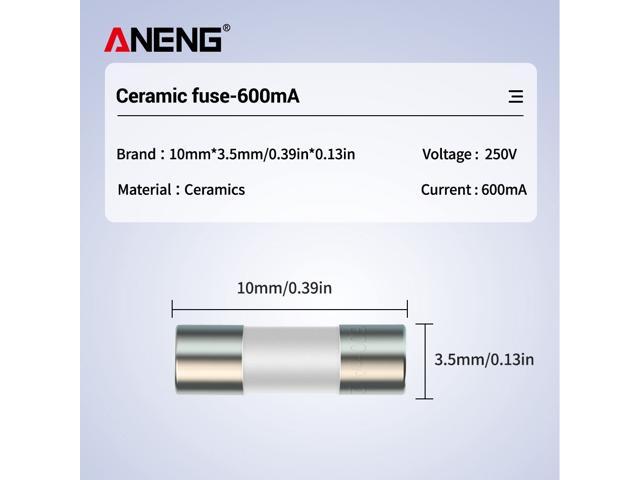 ANENG 10Pcs 10*3.5mm Ceramic Fuse 600mA 10A 250V for Multimeter Replacement Parts Accessories