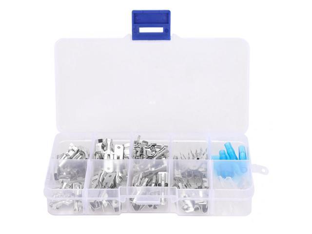 90 Pcs Cable Connector Tin Plated Brass 6.3mm Cable Connector Kit Electric Wire Crimp Terminal Assortment Kit