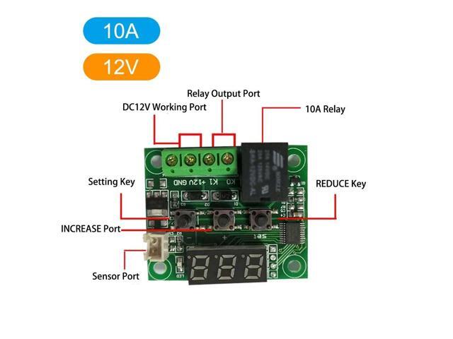W1209 Digital Temperature Controller Board Micro Electronic High Accuracy NTC Sensor Temp Control Thermostat Panel with Waterproof Sensor Probe