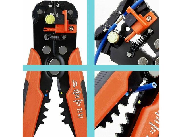 8'' Insulation Wire Stripper Cutter Crimping Tool Multi-function Automatic Cable Crimper - Orange