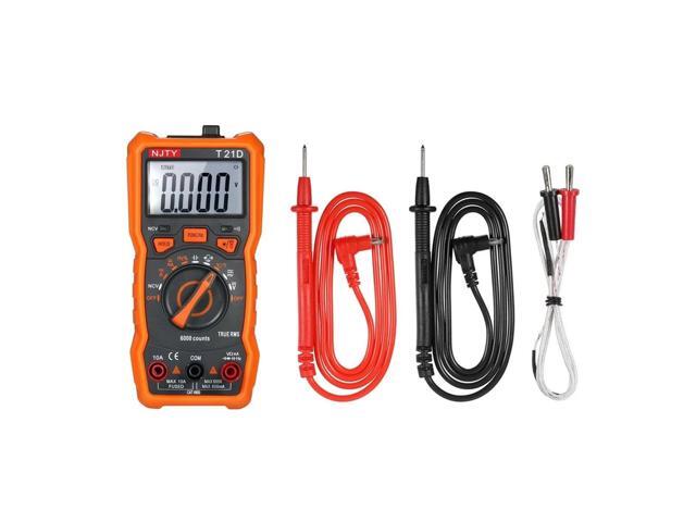 NJTY T21D Mini Digital Multimeter 6000 Counts Multi-functional Non Contact True RMS Multi Meter Voltmeter Ammeter Ohmmeter Measuring