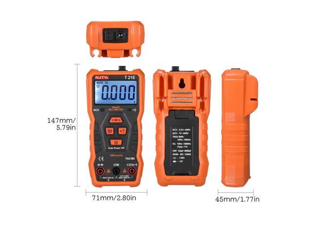 NJTY T21E Mini Smart Multimeter 6000 Counts True RMS Universal Meter 2-inch LCD Digital Multi Meter Magnetic Adsorption Voltmeter Ohmmeter CATII...