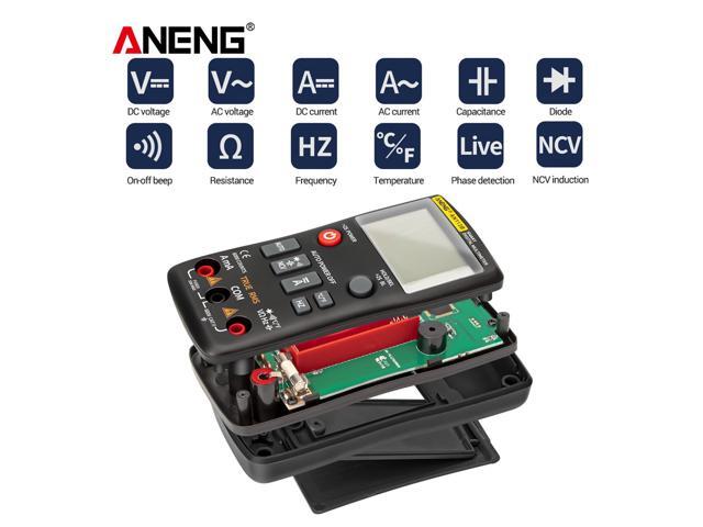 ANENG AN113B Digital Multimeter True RMS with Temperature Tester 6000 Counts Auto-Ranging AC/DC Transistor Voltage Meter - Black