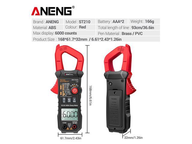 ANENG ST210 Digital Multimeter Clamp Meter AC/DC Current Clamp Auto-Ranging Multi Tester Amp Volt Ohm Resistance Capacitance - Red