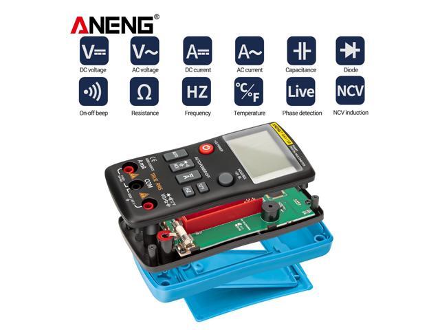 ANENG AN113B Digital Multimeter True RMS with Temperature Tester 6000 Counts Auto-Ranging AC/DC Transistor Voltage Meter - Blue