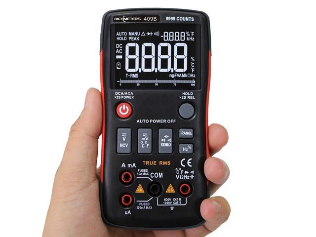 RM409B Digital Multimeter Button 9999 Counts With Analog Bar Graph AC/DC Voltage Ammeter Current Ohm Auto/Manual - Storage Bag