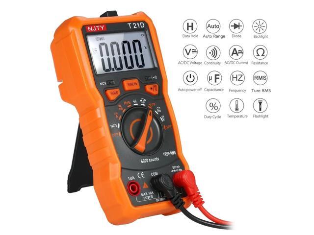 NJTY T21D Mini Digital Multimeter 6000 Counts Multi-functional Non Contact True RMS Multi Meter Voltmeter Ammeter Ohmmeter Measuring